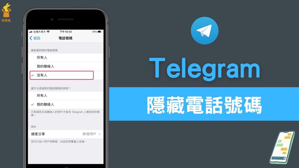 如何在Telegram中隐藏电话号码？